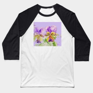 Viola Watercolor Purple Flower Baseball T-Shirt